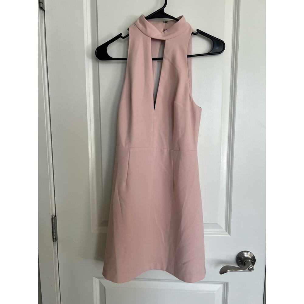 Express Pink with Black Lace Detail Mini Choker Dress, Size 4